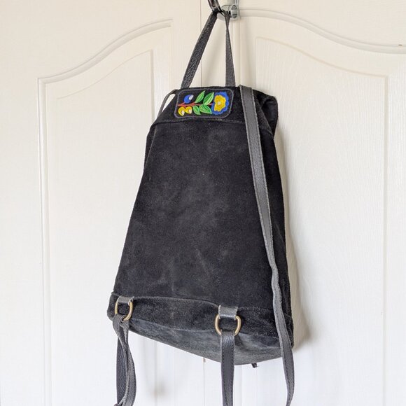 Black suede backpack made in Italy - Picture 5 of 8